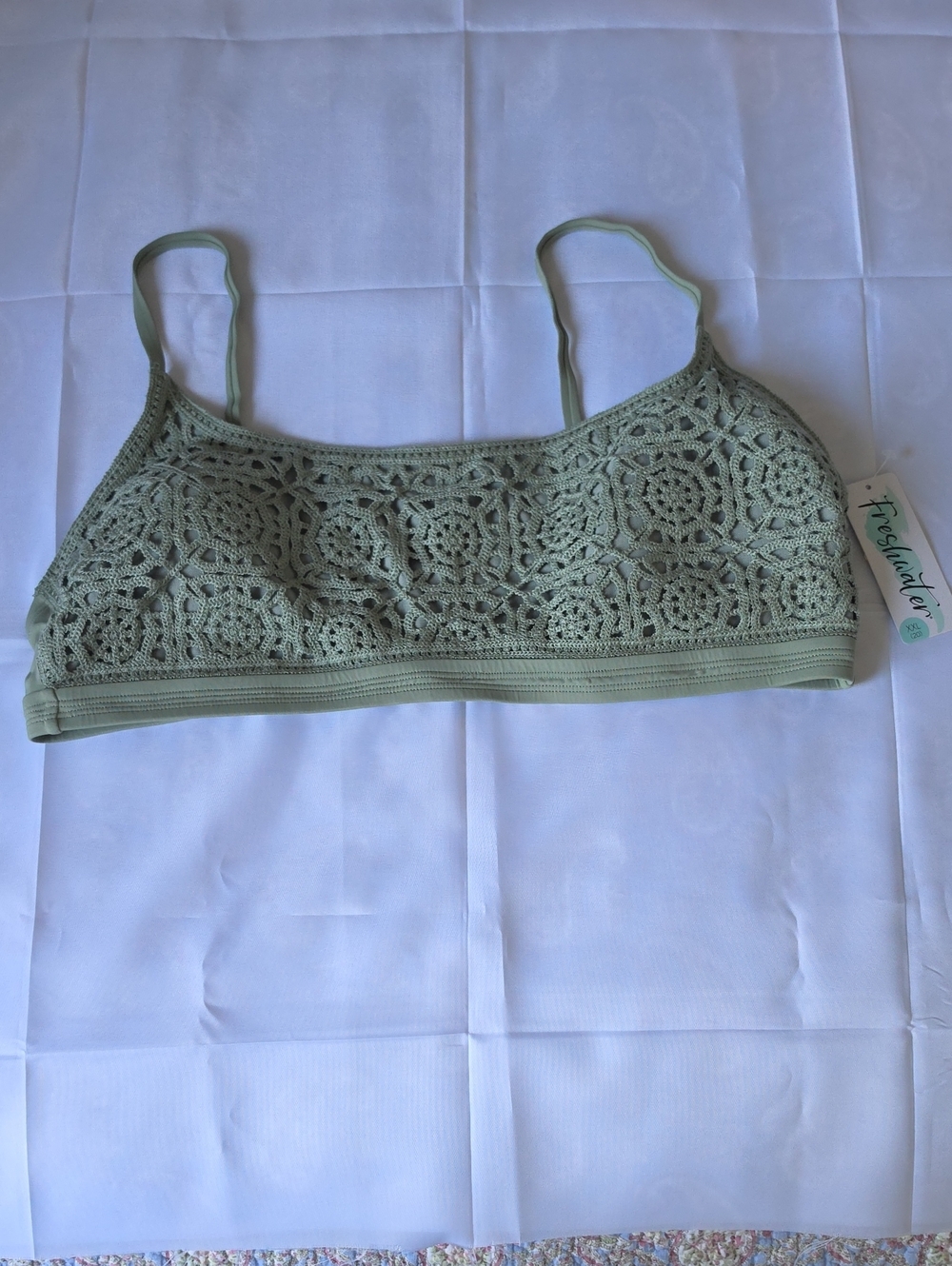 Freshwater Crochet Bralette Bikini Top - Sage Green - Picture 2 of 5